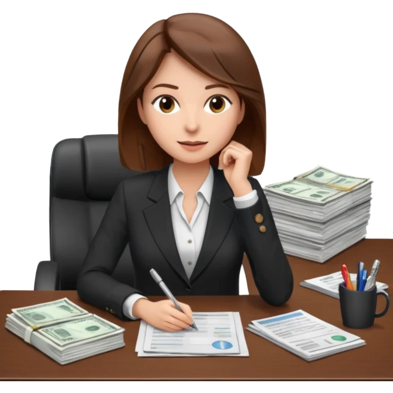 femme cheveux marrons finance emoji
