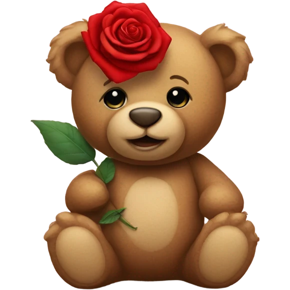 Teddy bear holding a red rose emoji