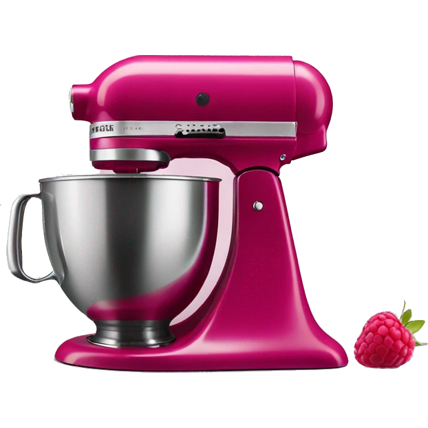 Realistic raspberry color kitchenaid mixer isolated. emoji