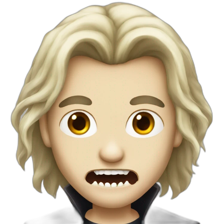 long hair vampire big fangs emoji