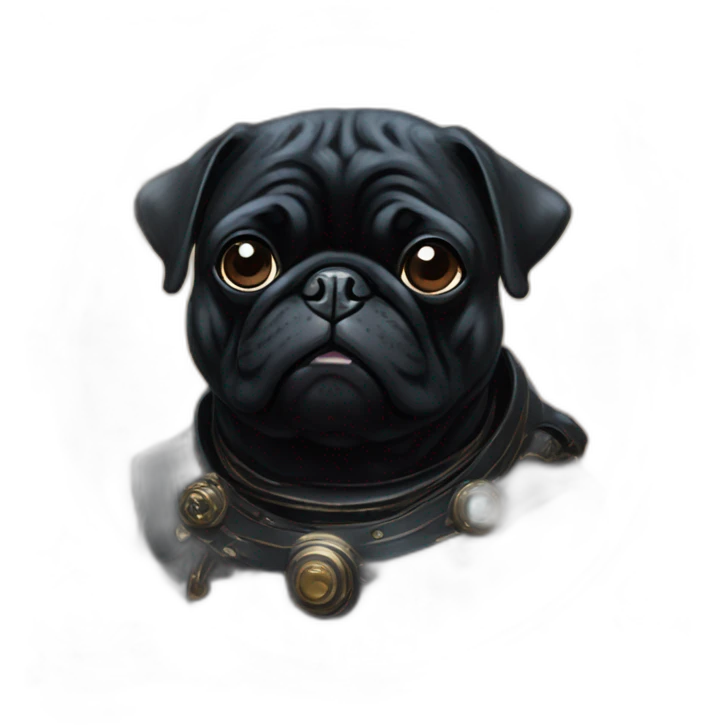 A cyberpunk black pug in Art Nouveau style during 1910 emoji