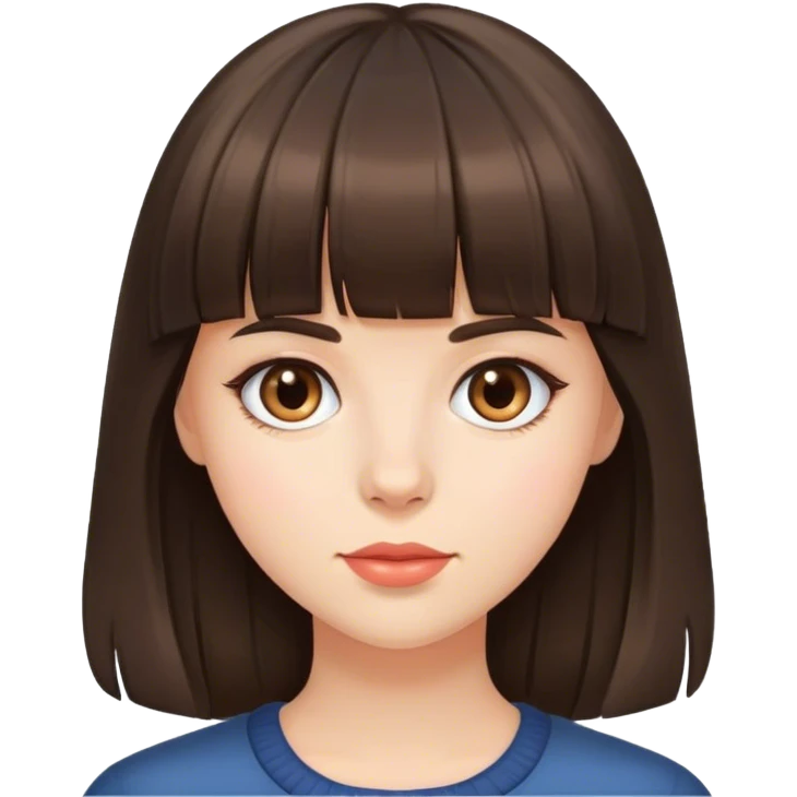 Create an emoji of a brunette girl with bangs emoji