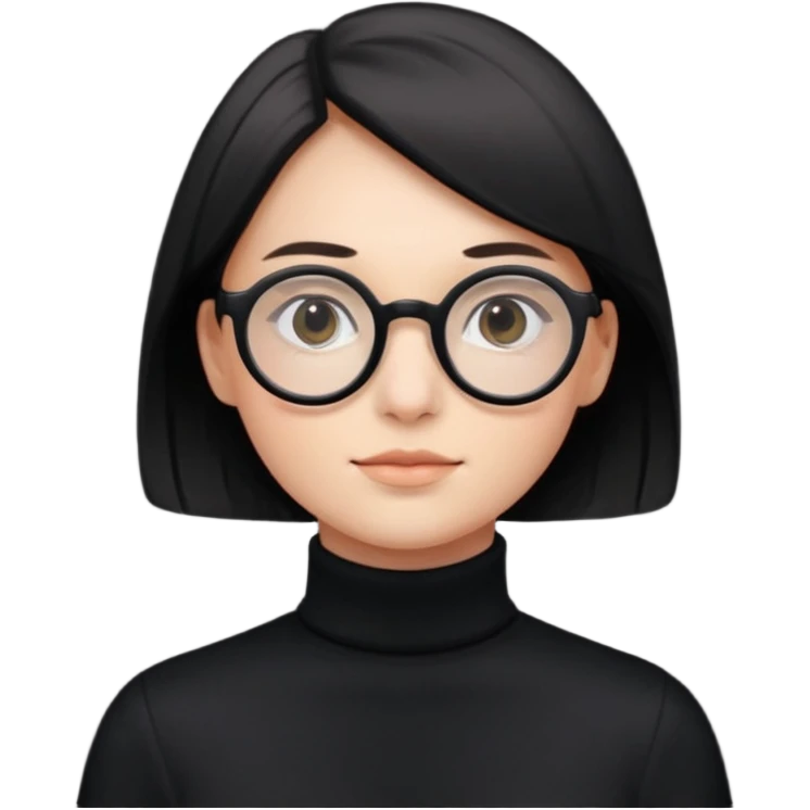 round glasses 검정 목폴라 emoji