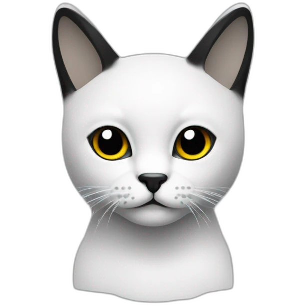 Gato color blanco con negro con una linea negra en su cara de lado derecho emoji