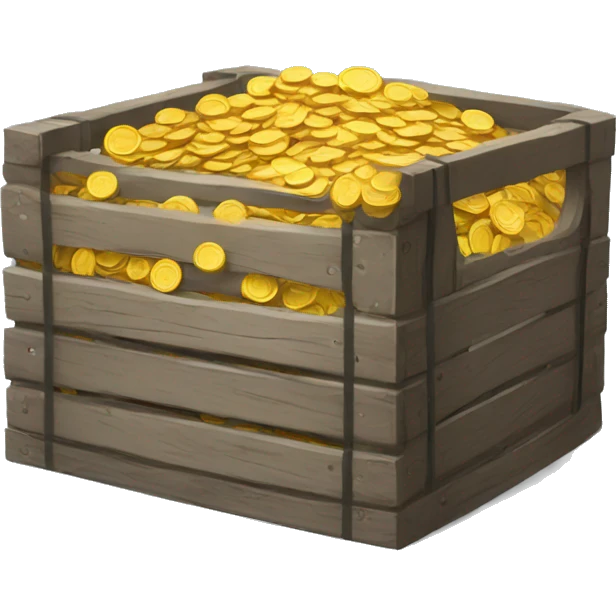 old open crate filled with coins emoji