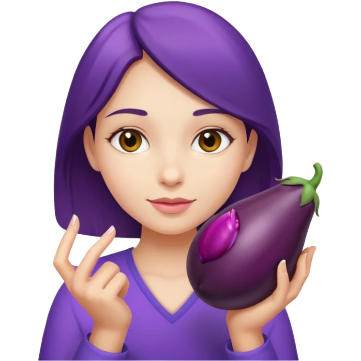 girl holding brinjal emoji