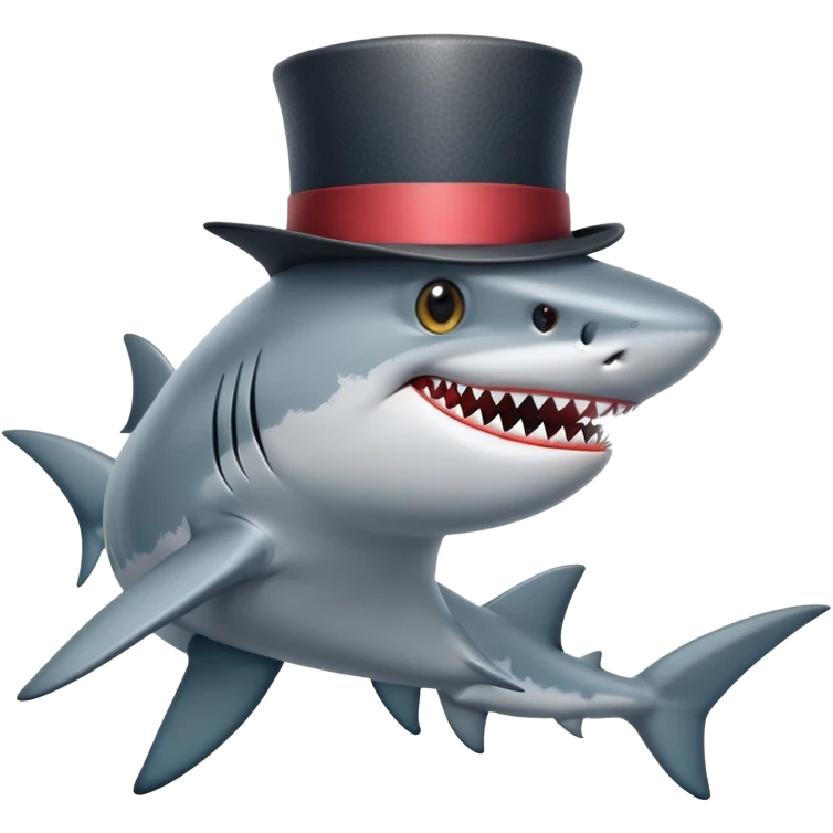 Shark with a top hat emoji