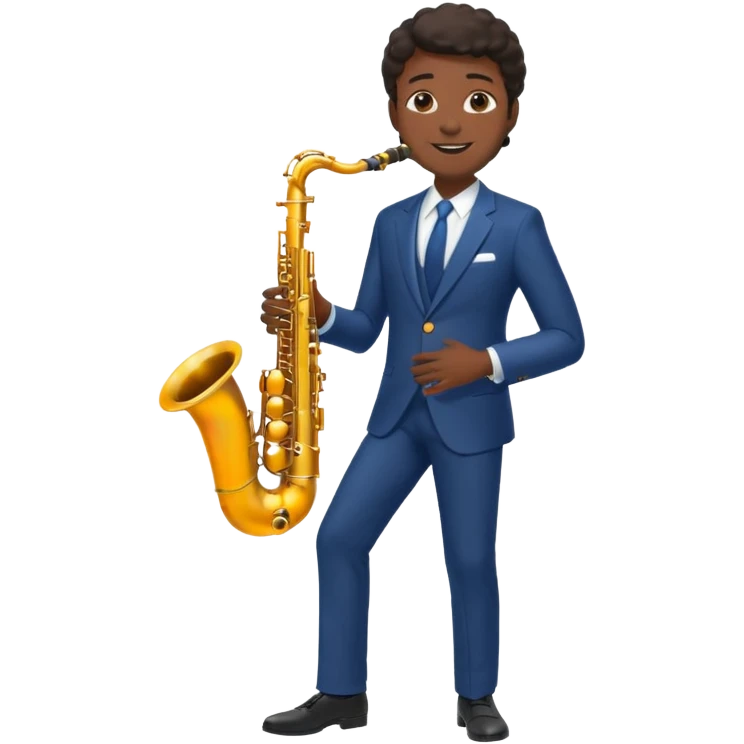 black man playing saxophone full body emoji
