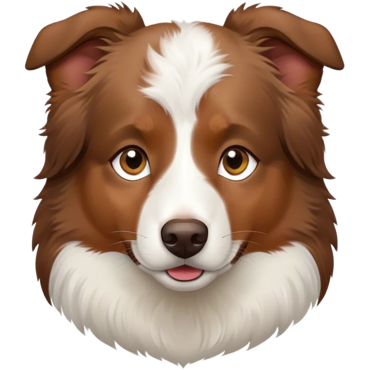 Brown Australian shepherd with white in the middle of forehead emoji