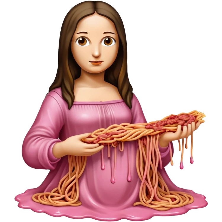  SPAM meat melted pink dripping sauce spaghetti dress monalisa portrait emoji