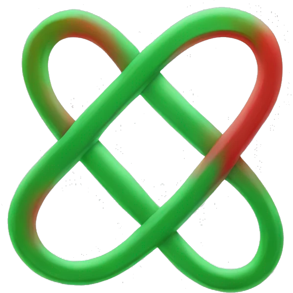 an infinity sign, left side red, right side green emoji