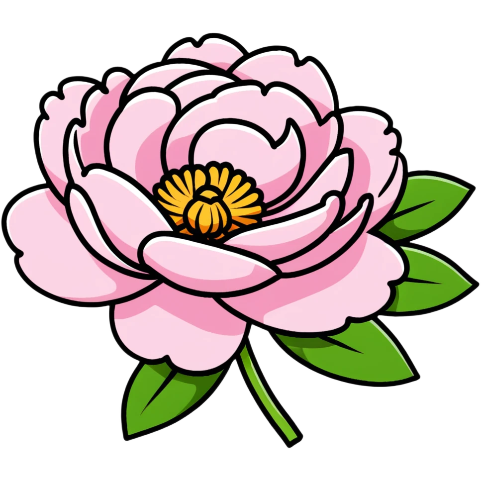 A blooming pink peony flower with ruffled petals emoji