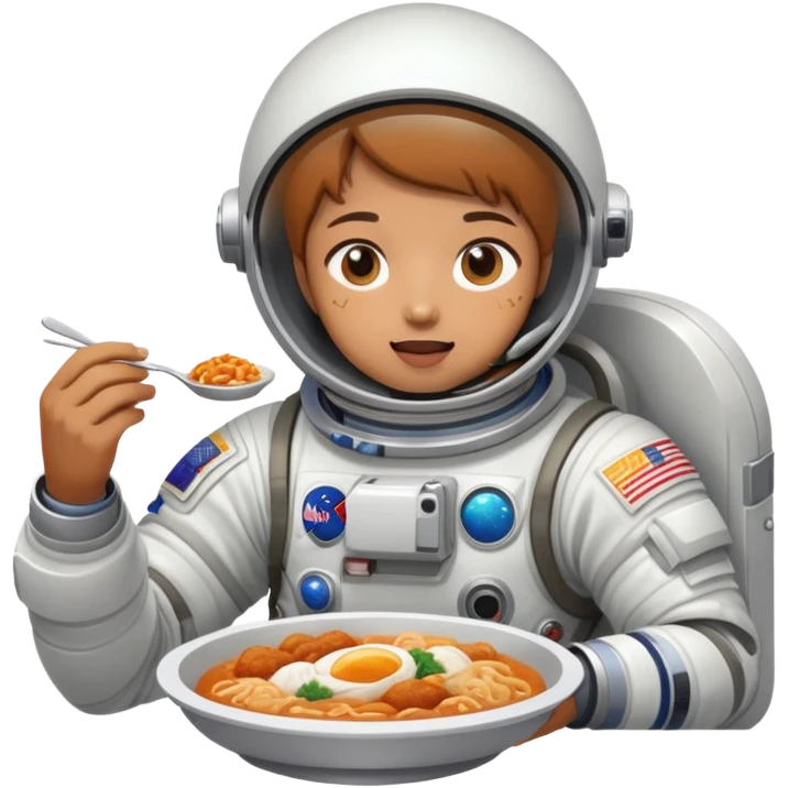 A person in a spacesuit eating Korean food emoji