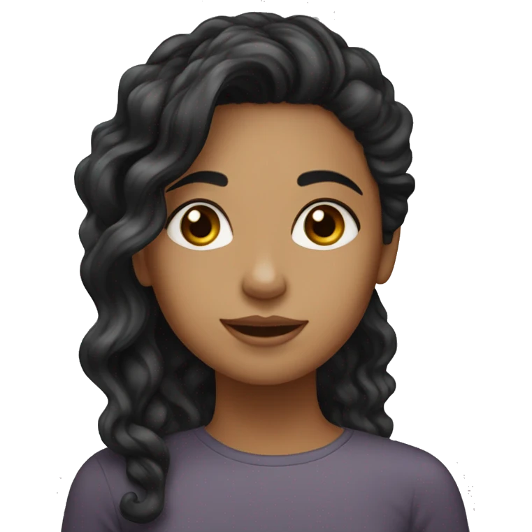 wavey haired girl with brown eyes black hair  emoji