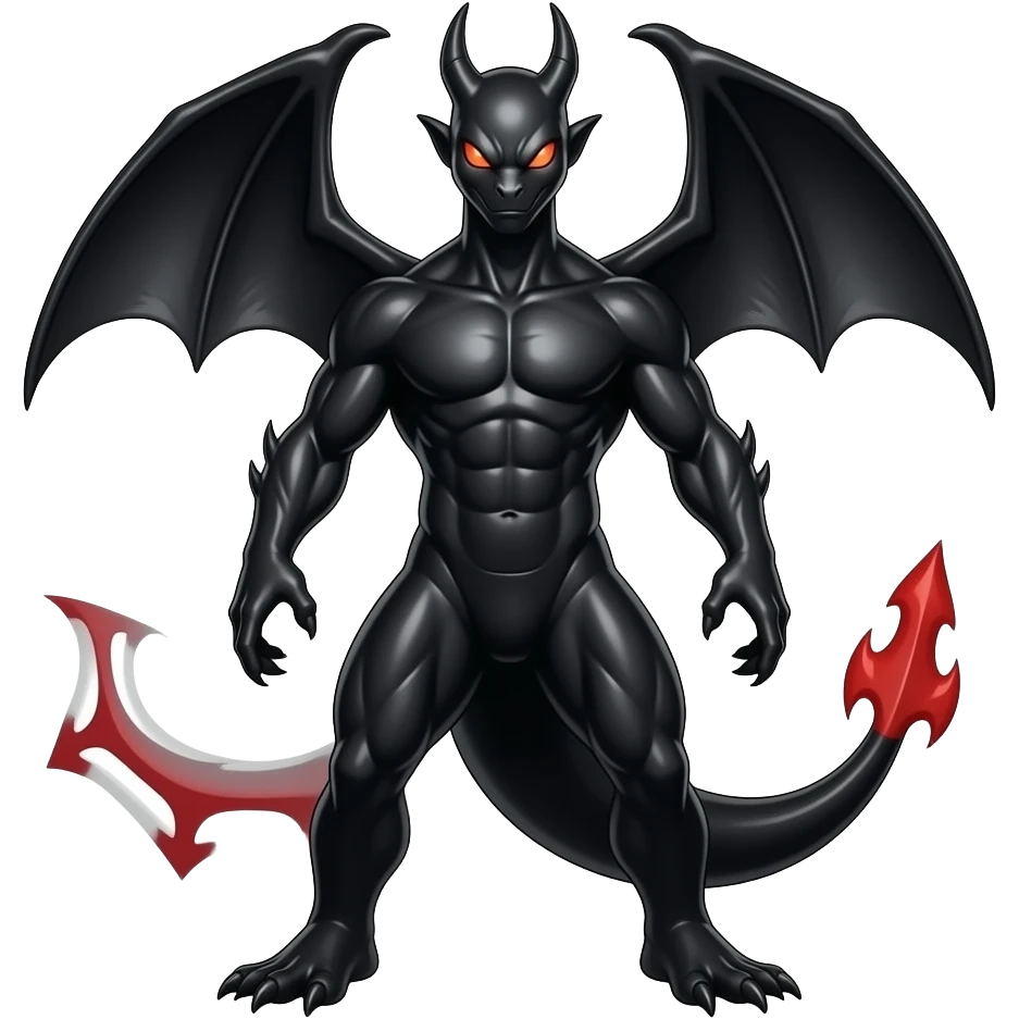 Black lanky elegant evil badass handsome cool beautiful Shiny-Charizard-Salazzle-Seviper-Salandit-fusion emoji