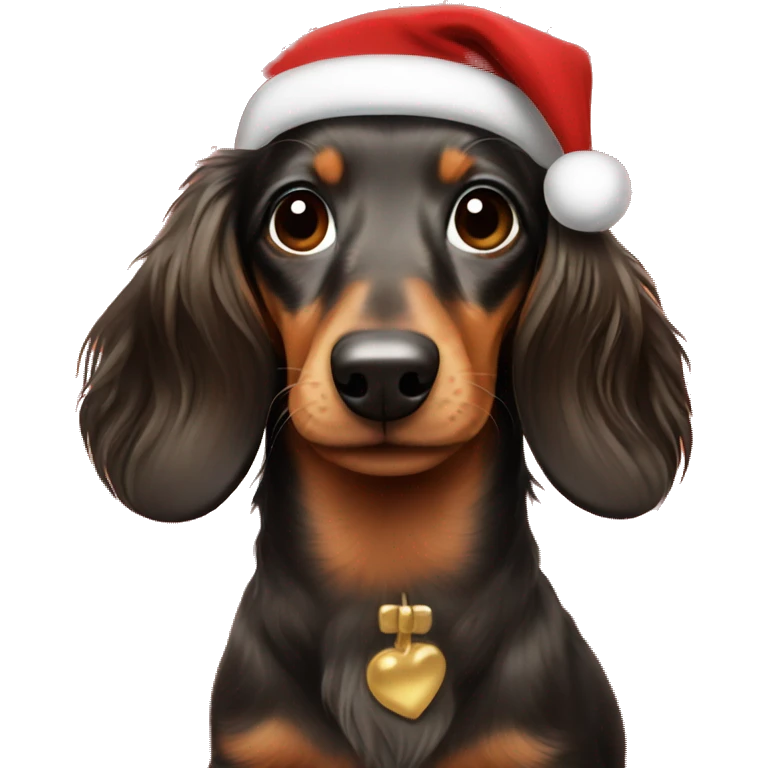 Longhaired dachshund Christmas  emoji