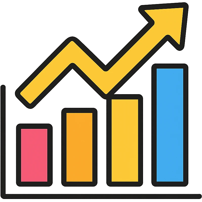 rising graph icon, clean and modern style emoji