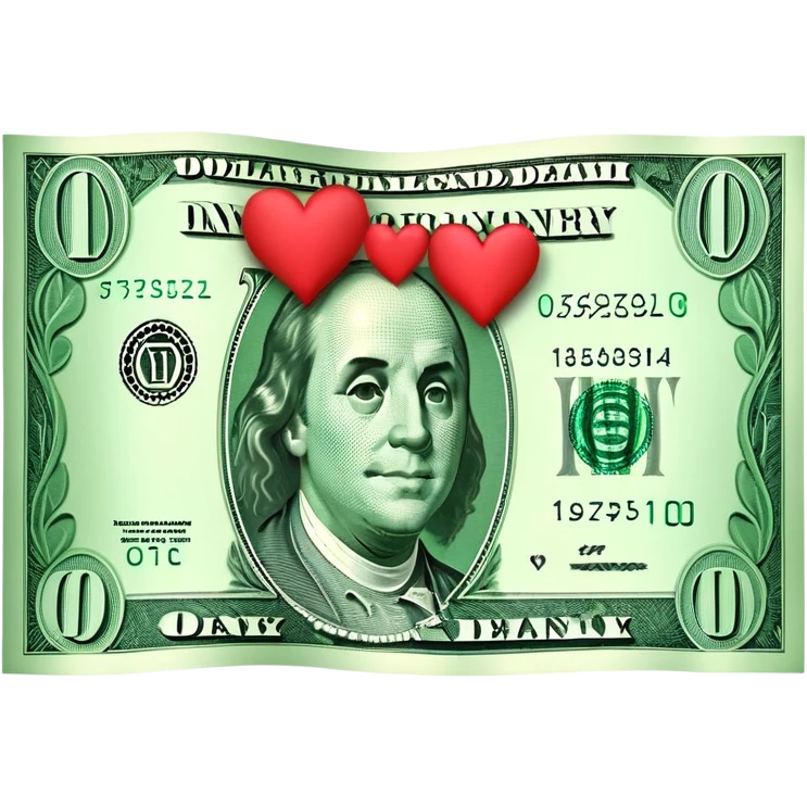 Dollar bill with hearts emoji