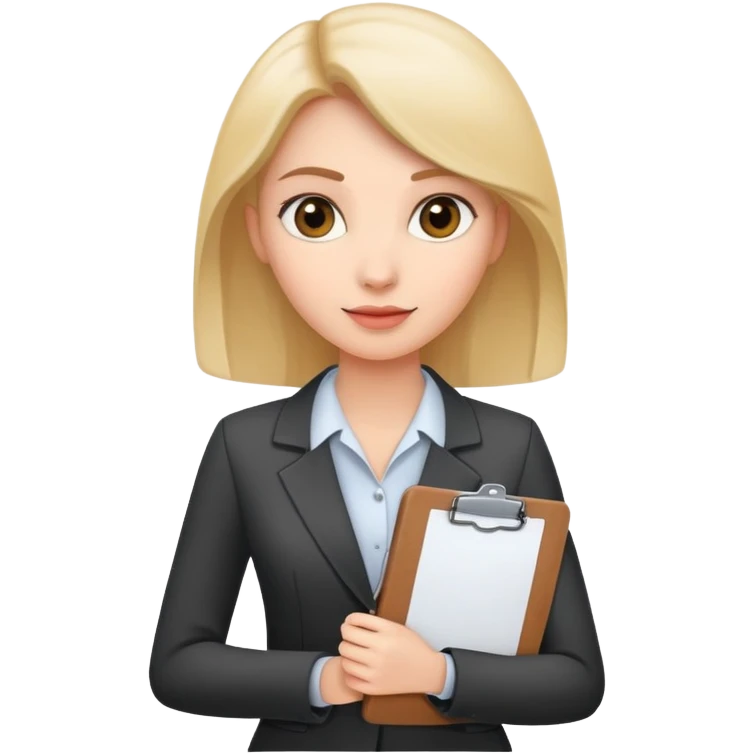 a business woman standing with a clipboard in her hand emoji