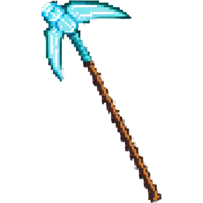 pixelated Minecraft diamond pickaxe emoji