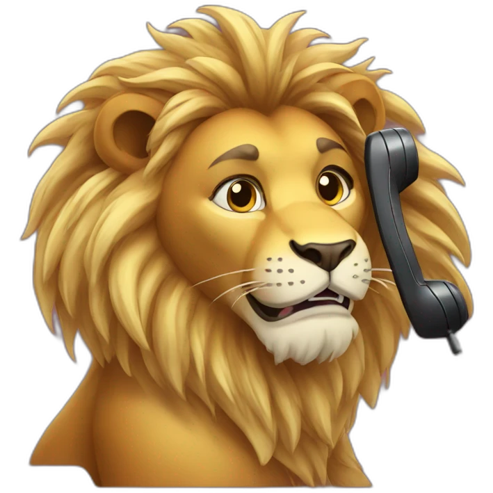 lion at the phone emoji