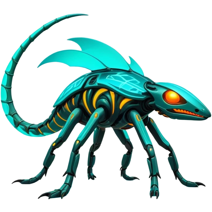 futuristic lush warm-colored neon Fakémon-Vernid-creature emoji