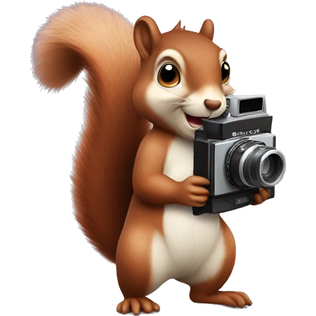Cute squirrel holding Polaroid camera emoji