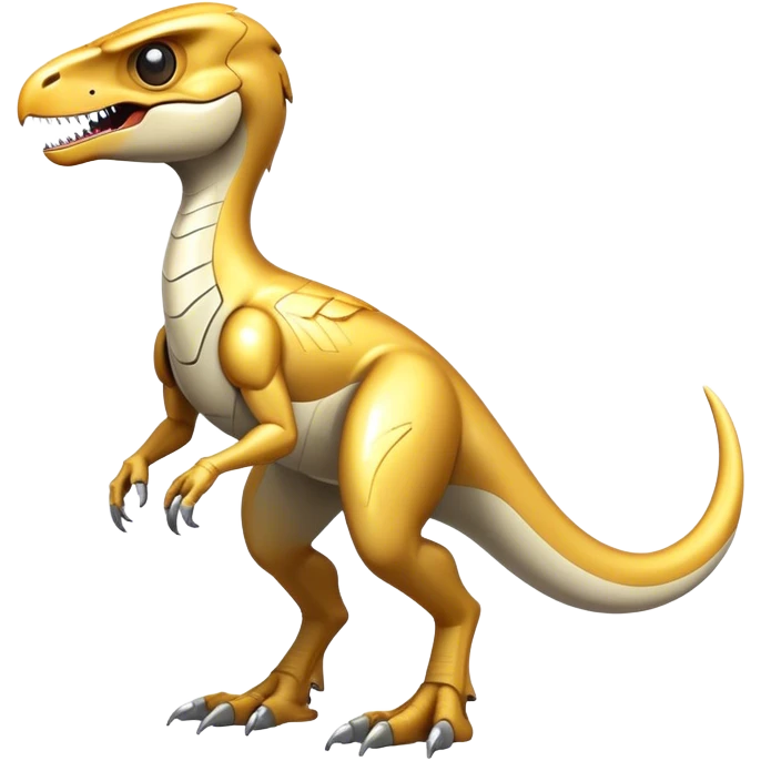 Shiny Futuristic Fakemon-Pokemon-Digimon-Spectrobes-Raptor-fusion, full body emoji