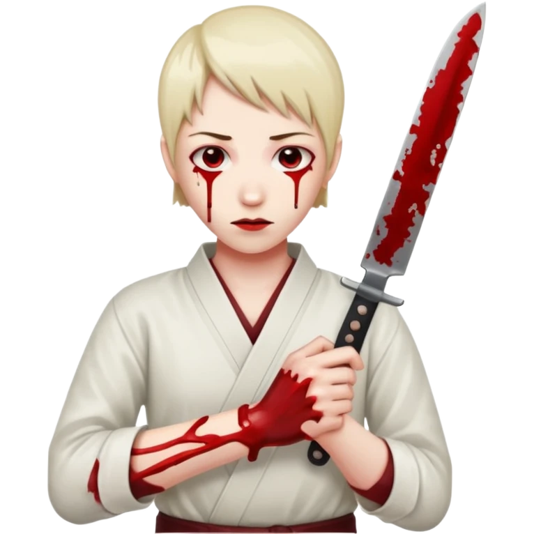 Slitting wrists with Japanese knife emoji