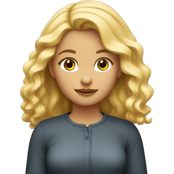 Une fille blonde foncé aux cheveux ondulé emoji