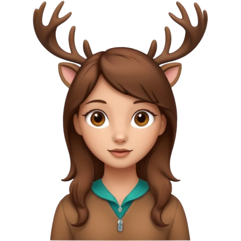 Make a cute girl deer with brown hair and brown eyes give her cute lashes emoji