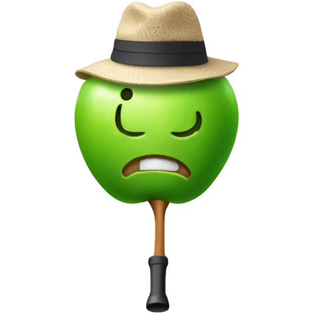 Green apple with tan hat and golf clubs emoji