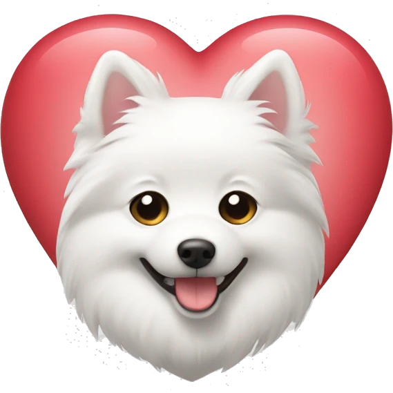 japanese spitz dog with heart emoji