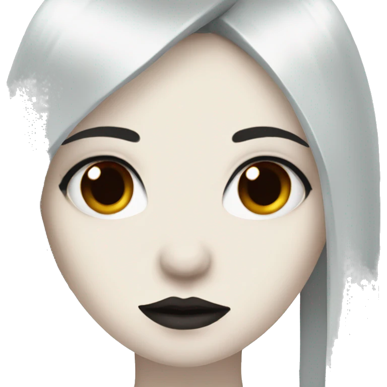 goth girl that has pale white skin and Long Dark Red hair and has fringe bangs emoji
