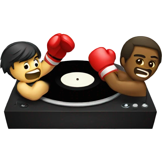 Vinyl records having a boxing match emoji