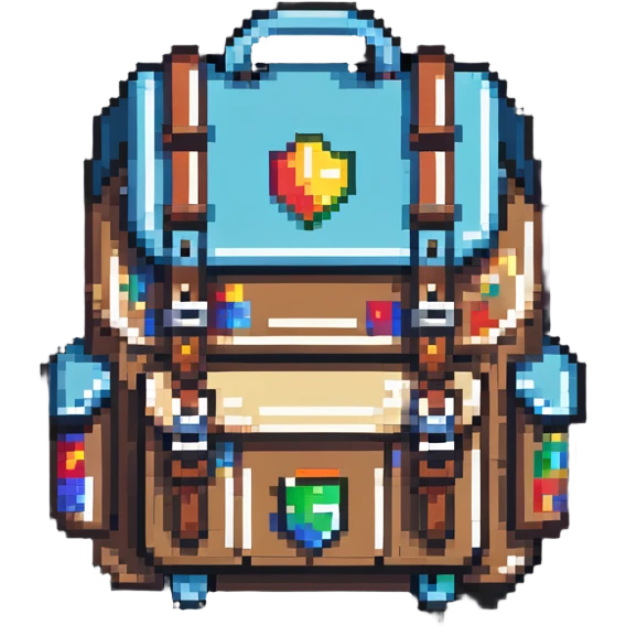 Backpack with badge emoji