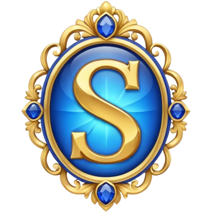 Create a custom emoji badge featuring a stylized letter “S”. Style it after the Challenger rank from League of Legends. Use gold & sapphire blue colors, radiant glow effects, and a majestic, high-prestige frame.
 emoji