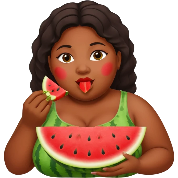 fat obese black woman that is eating watermelon emoji