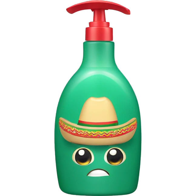Shampoo bottle with a Mexican sombrero emoji