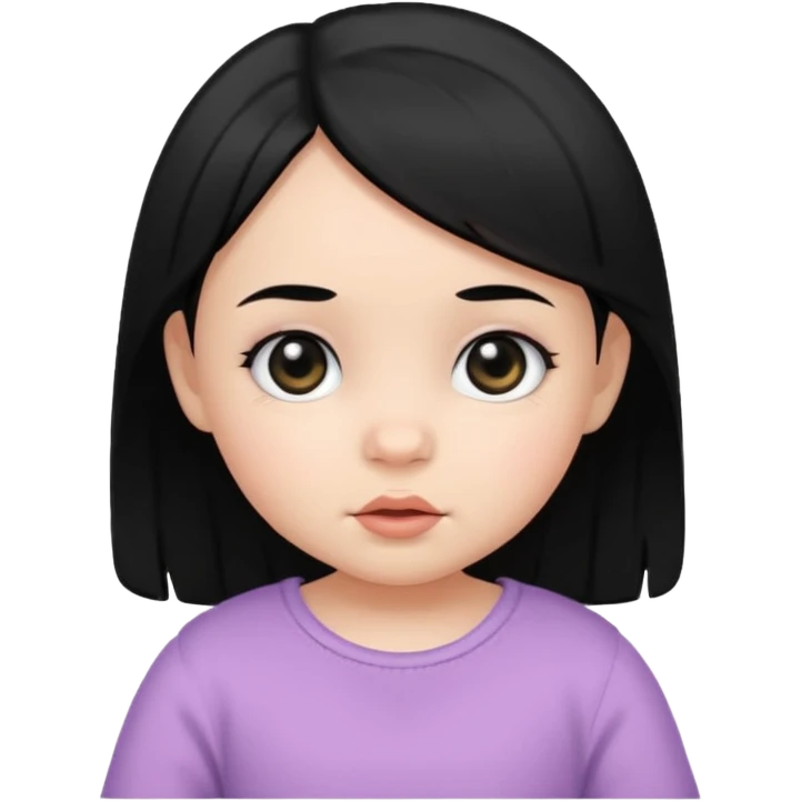 baby girl with black hair black eyes emoji