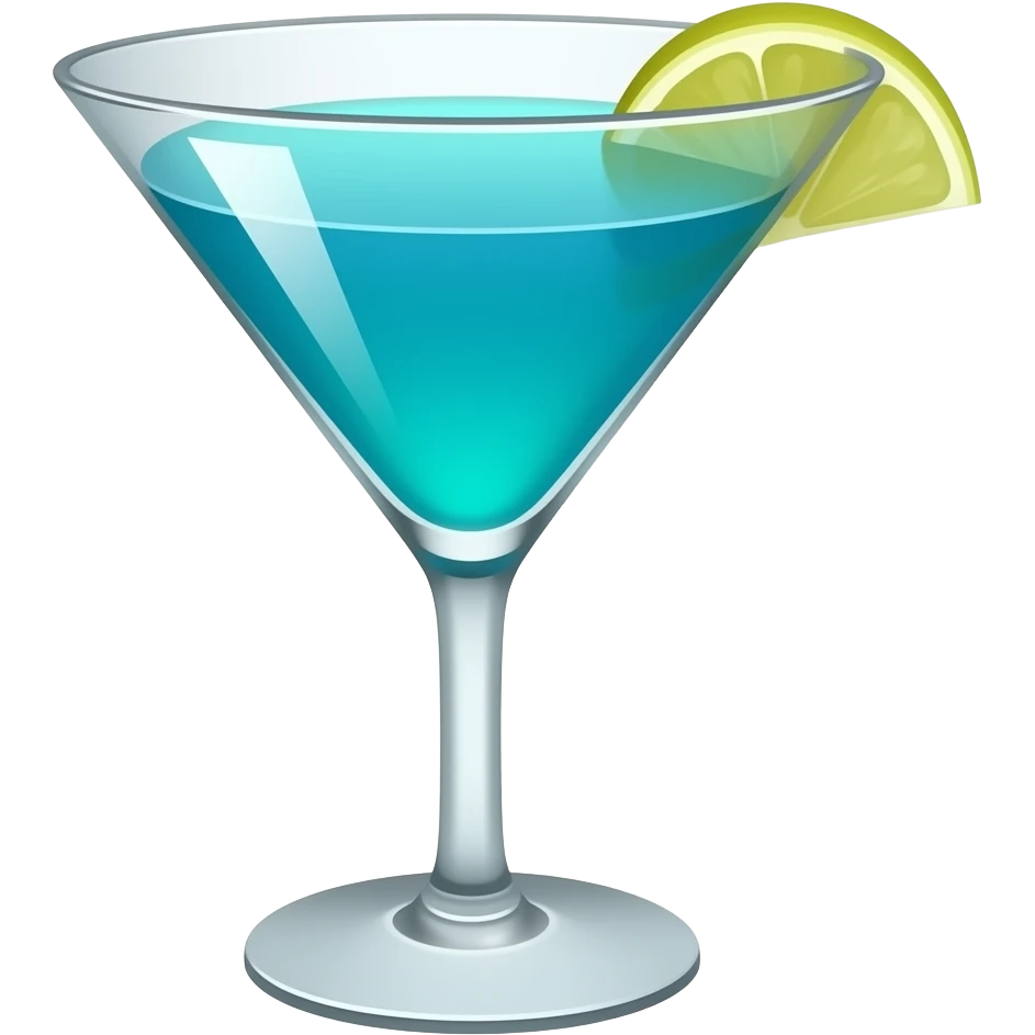 turquoise cockatil on martini glass emoji