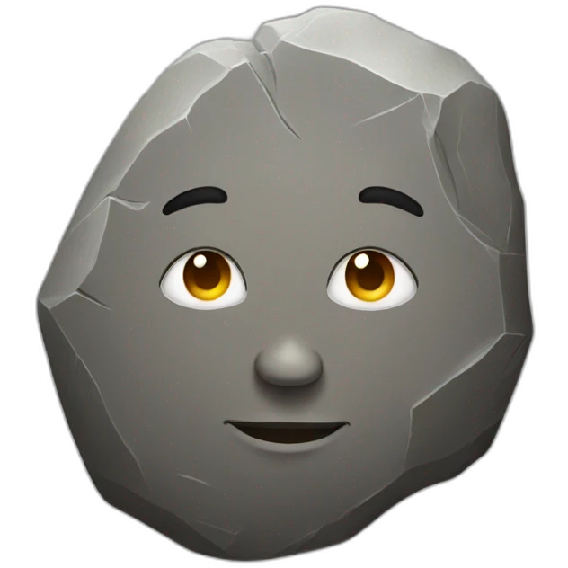 Rock with human face emoji