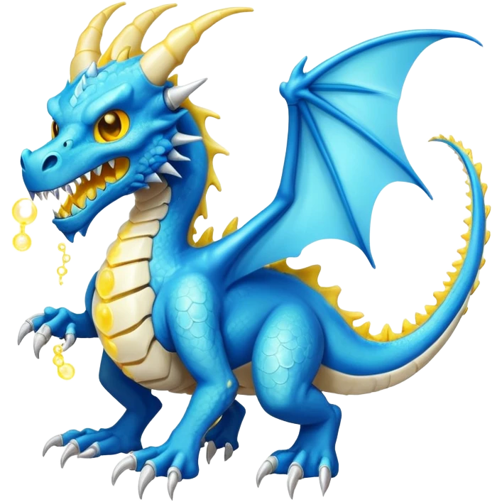a electric bone dragon with bue teeth, yellow eyes, electricity breathing bubbles (full body) emoji