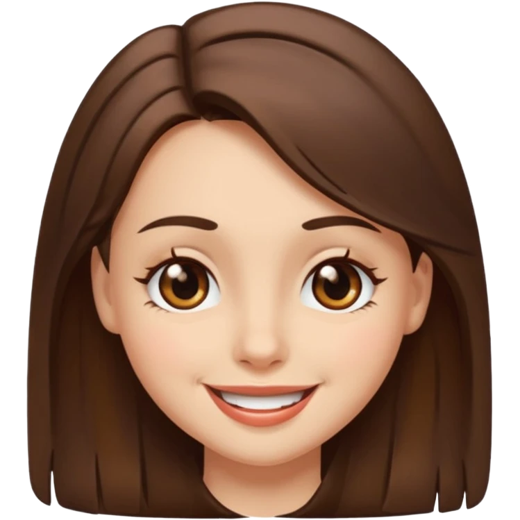 brown eyed girl with medium length brown hair, winking emoji