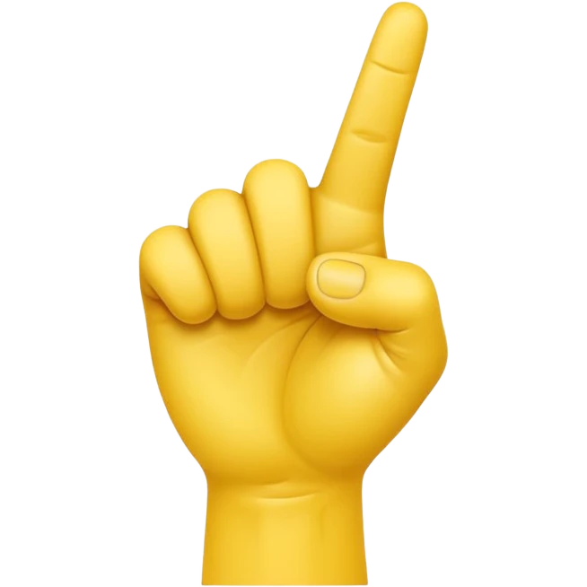 A 3D Apple-style yellow hand emoji, closed fist with only the index finger pointing upward, the finger making a circular motion as if drawing an imaginary circle in the air, dynamic curved motion lines around the finger to show the circular movement, smooth glossy texture, clean minimal background emoji