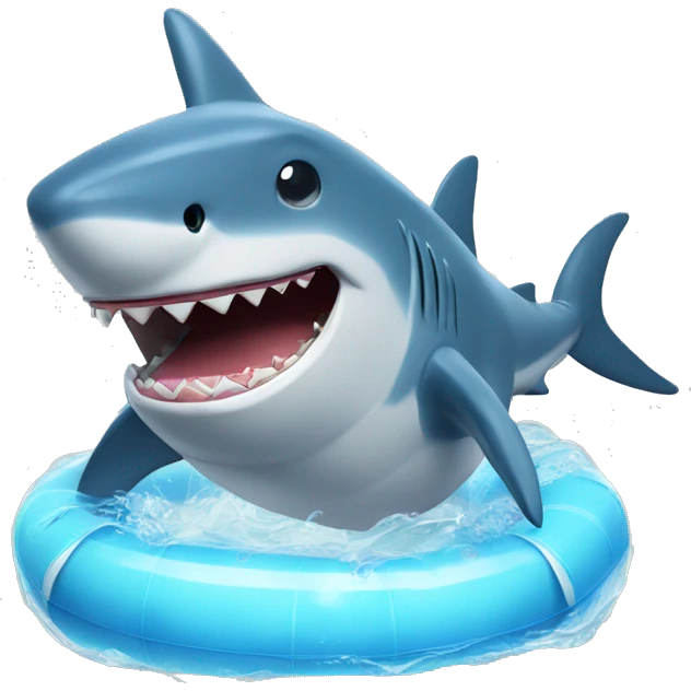 Shark with a floatie on it emoji