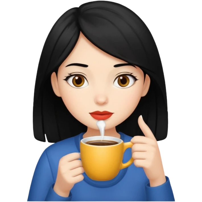 black hair girl withcoffee emoji