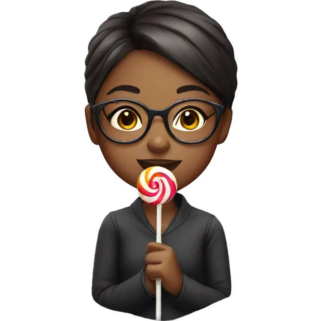 Girl with glasses and a lollipop emoji