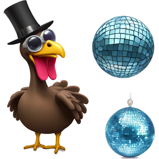 Turkey and a disco ball emoji