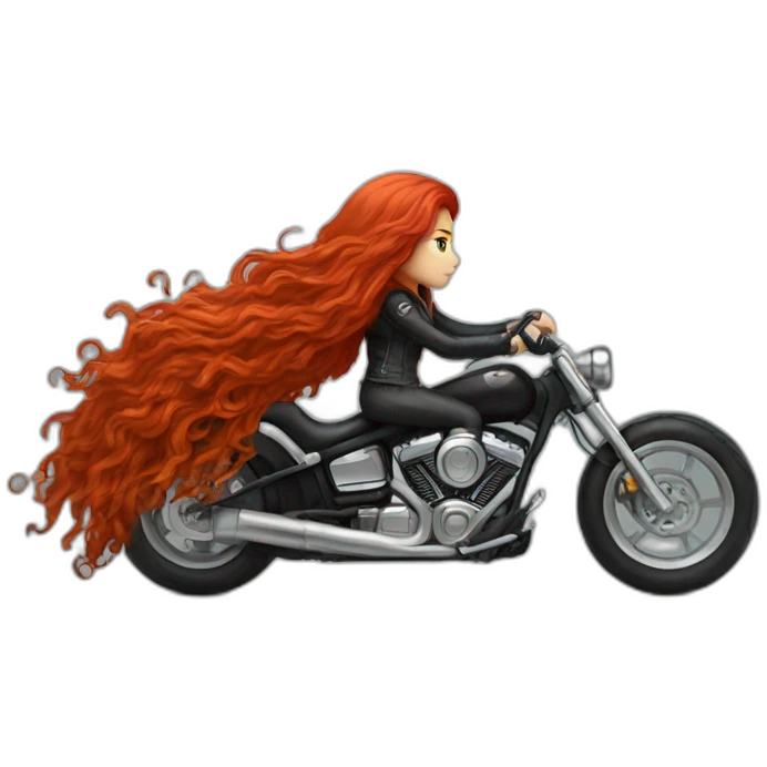 biker girl with long red hair emoji